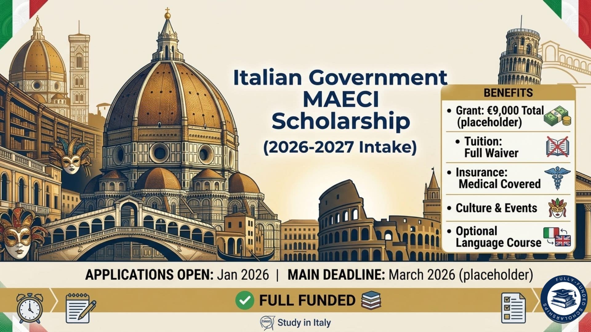 Italian Government MAECI Scholarship 2026-27: €9,000 Grant for Students