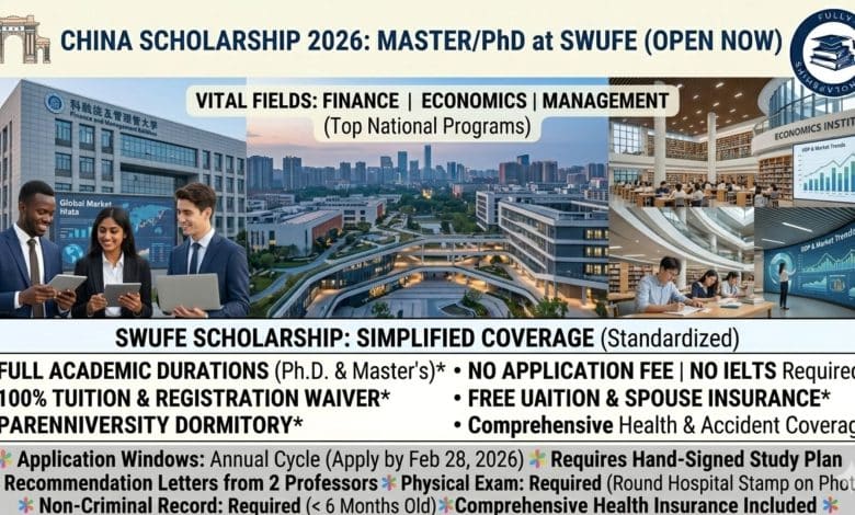 Master/Phd Scholarships 2026 Open at SWUFE