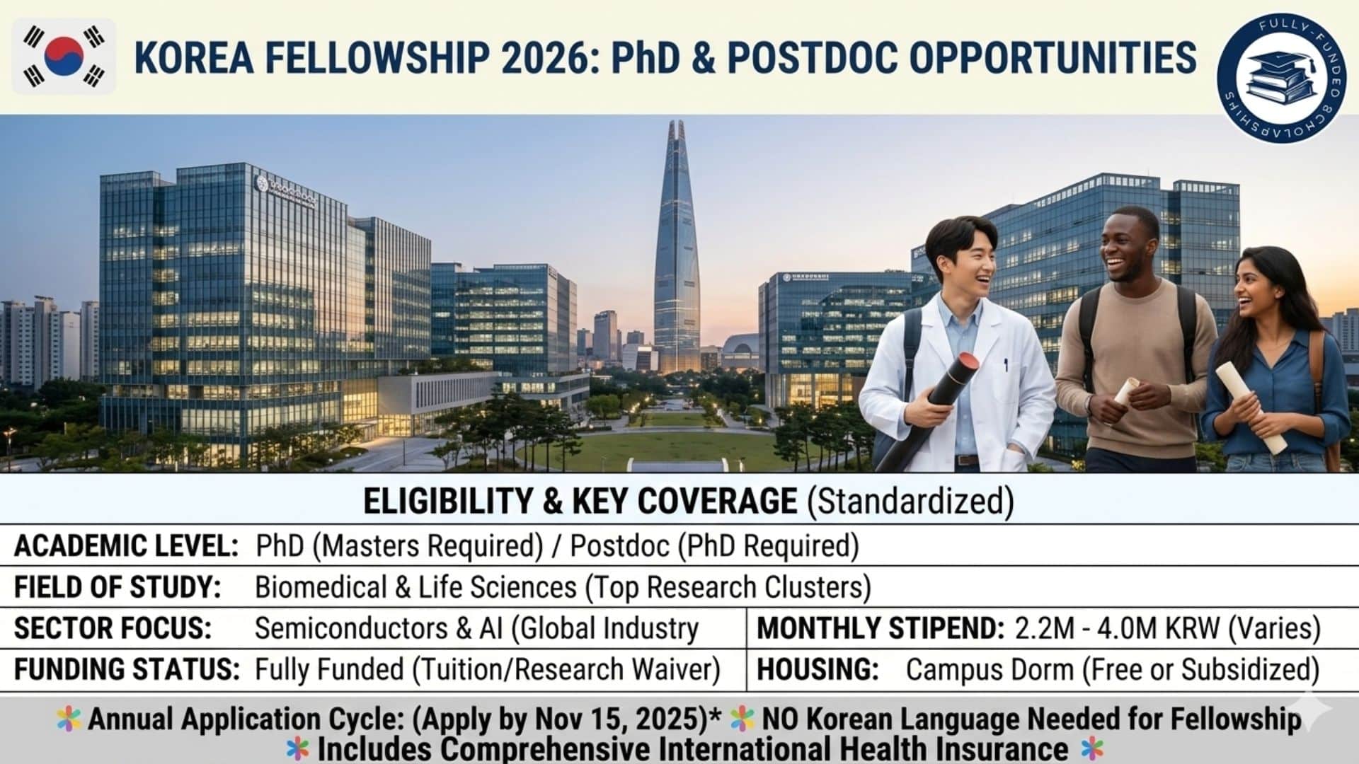 PhD & Postdoctoral Fellowship Opportunities in Korea