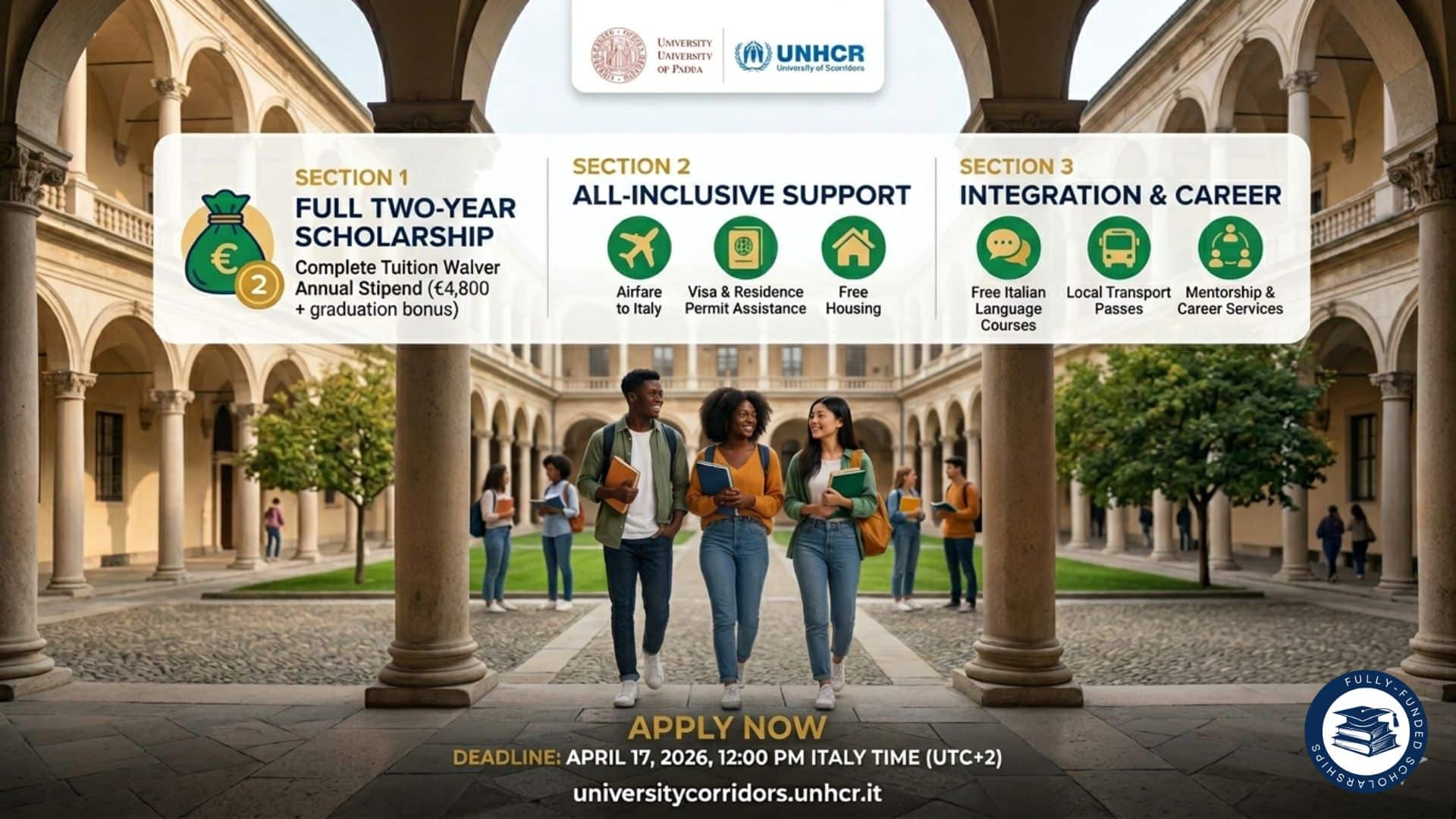 UNICORE 8.0 Scholarship 2026 at University of Padua for Refugee Students in Italy