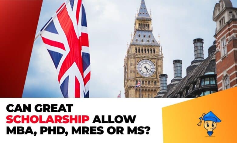 Can GREAT Scholarships Fund an MBA, PhD, MRes or 2-Year Master’s in the UK